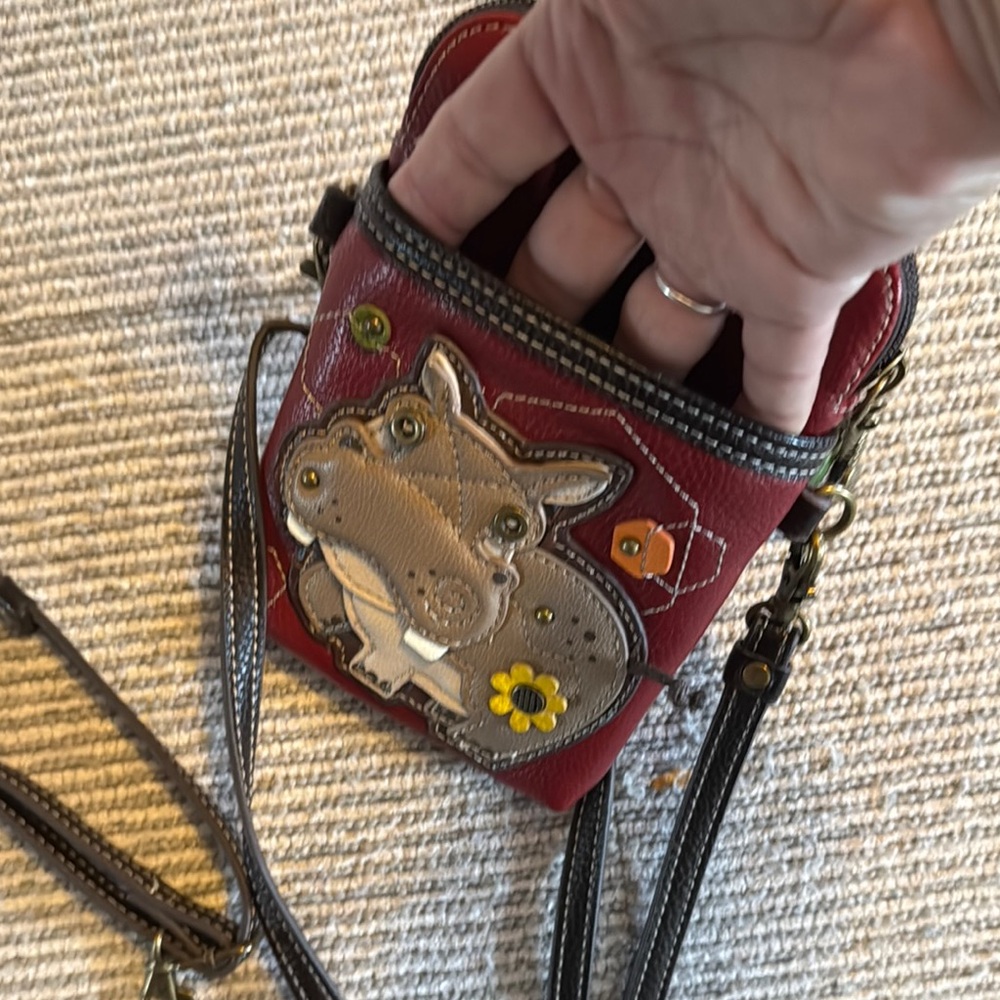 Chala Burgundy Mini Bag with Hippo Design - Picture 5 of 7